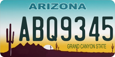 AZ license plate ABQ9345