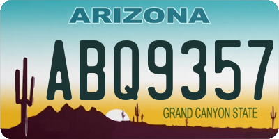 AZ license plate ABQ9357