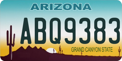 AZ license plate ABQ9383