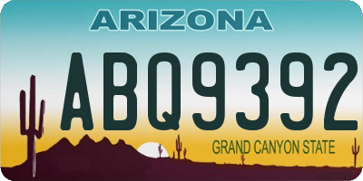 AZ license plate ABQ9392
