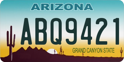 AZ license plate ABQ9421