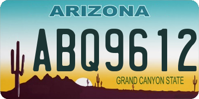 AZ license plate ABQ9612