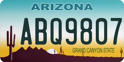 AZ license plate ABQ9807
