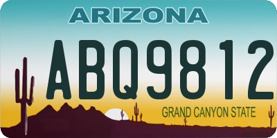 AZ license plate ABQ9812