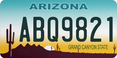AZ license plate ABQ9821