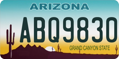 AZ license plate ABQ9830