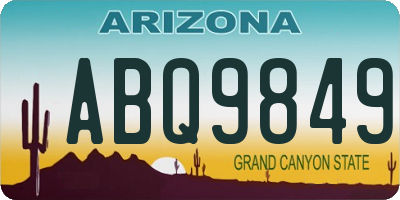 AZ license plate ABQ9849