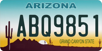 AZ license plate ABQ9851