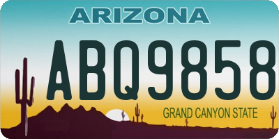 AZ license plate ABQ9858