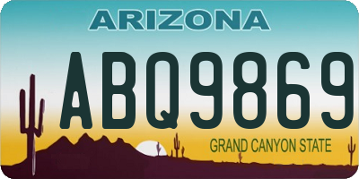 AZ license plate ABQ9869