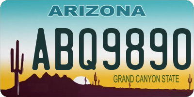AZ license plate ABQ9890