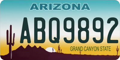 AZ license plate ABQ9892