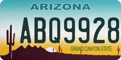 AZ license plate ABQ9928