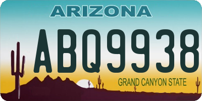AZ license plate ABQ9938
