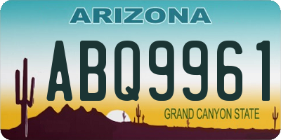 AZ license plate ABQ9961