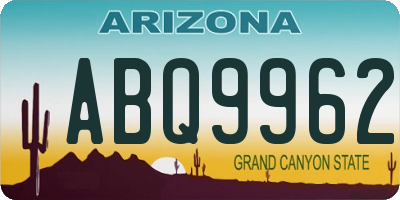 AZ license plate ABQ9962