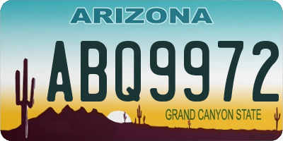 AZ license plate ABQ9972