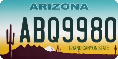 AZ license plate ABQ9980