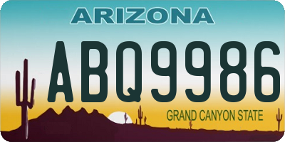AZ license plate ABQ9986