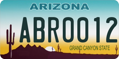 AZ license plate ABR0012