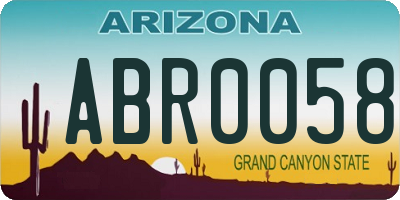 AZ license plate ABR0058