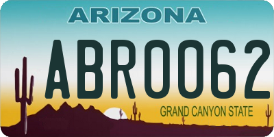 AZ license plate ABR0062