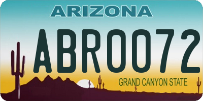 AZ license plate ABR0072