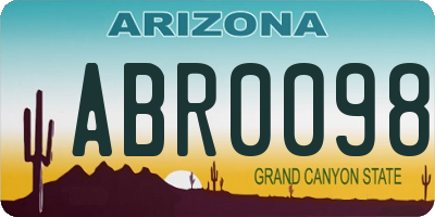 AZ license plate ABR0098