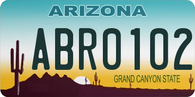 AZ license plate ABR0102