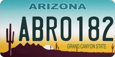 AZ license plate ABR0182
