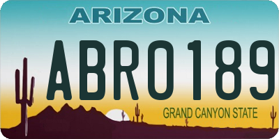 AZ license plate ABR0189