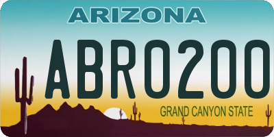 AZ license plate ABR0200