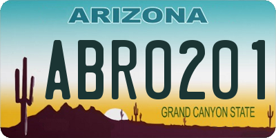 AZ license plate ABR0201