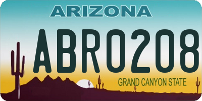 AZ license plate ABR0208