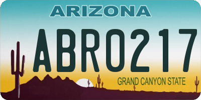 AZ license plate ABR0217