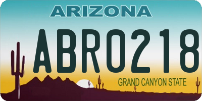 AZ license plate ABR0218
