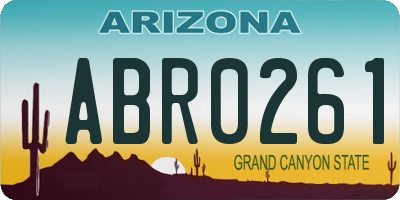 AZ license plate ABR0261