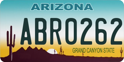 AZ license plate ABR0262