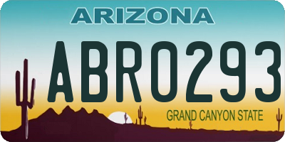 AZ license plate ABR0293