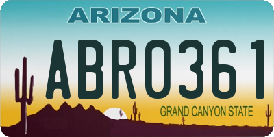 AZ license plate ABR0361