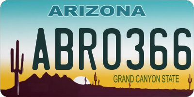 AZ license plate ABR0366