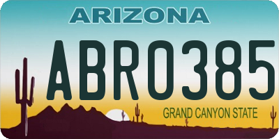 AZ license plate ABR0385