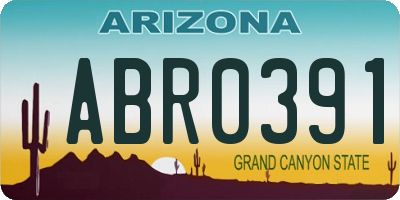 AZ license plate ABR0391