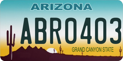 AZ license plate ABR0403