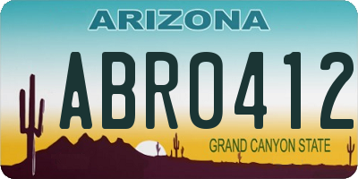 AZ license plate ABR0412