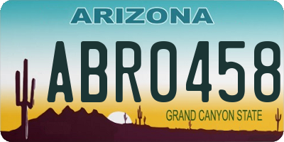 AZ license plate ABR0458