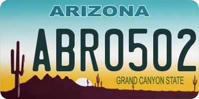 AZ license plate ABR0502