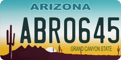 AZ license plate ABR0645