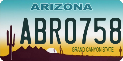 AZ license plate ABR0758