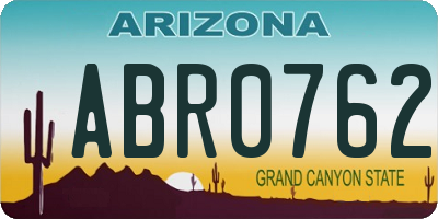 AZ license plate ABR0762